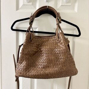 Valentina Made in Italy Woven Leather Hobo Bag | Brown Intrecciato